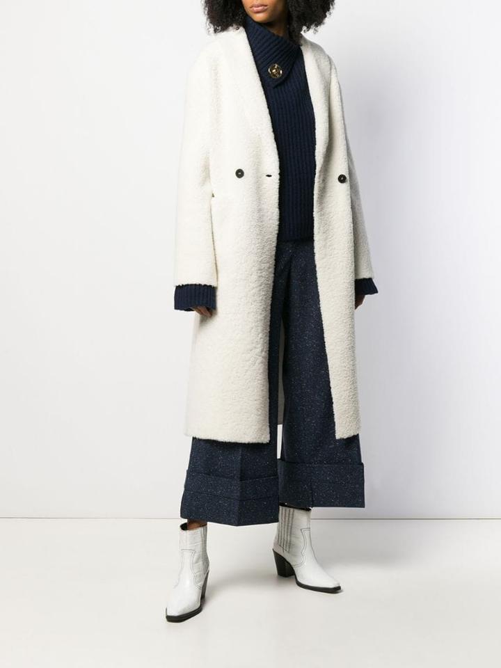 Inès & Maréchal Oversize Shearling Coat - White