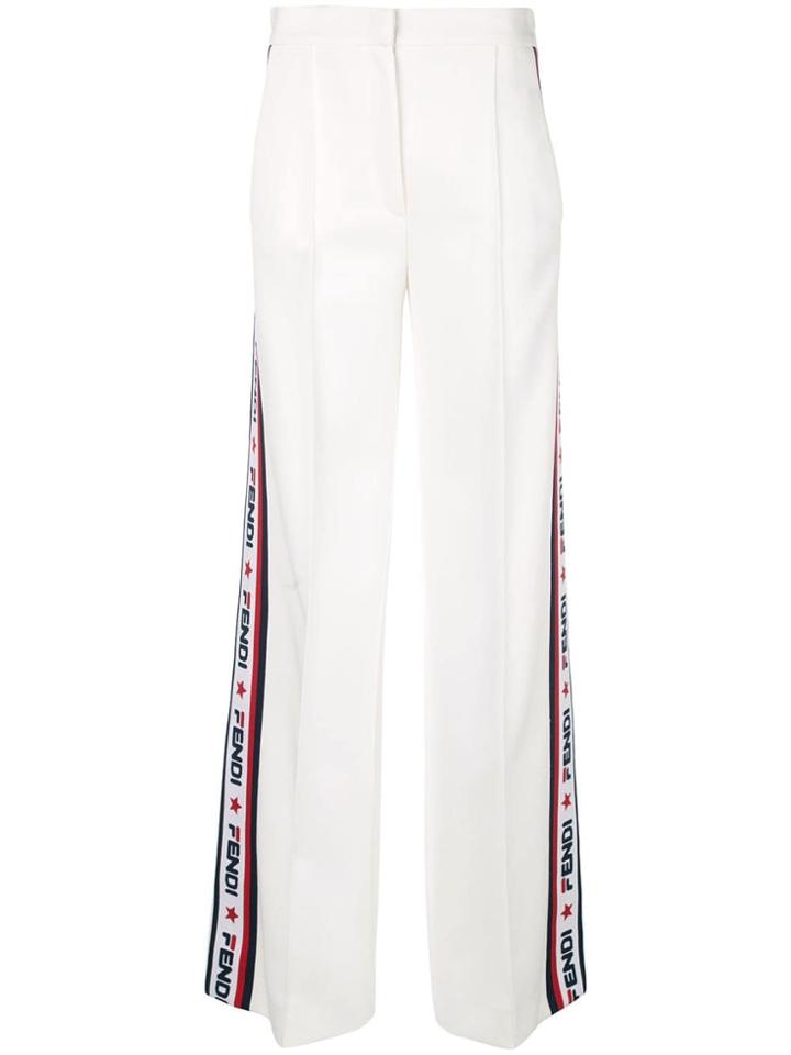 Fendi Logo Band Wide-leg Trousers - White