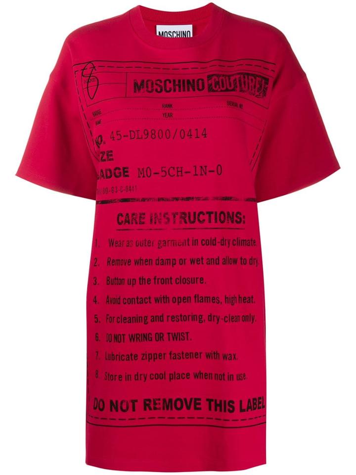 Moschino Care Instructions T-shirt Dress - Red