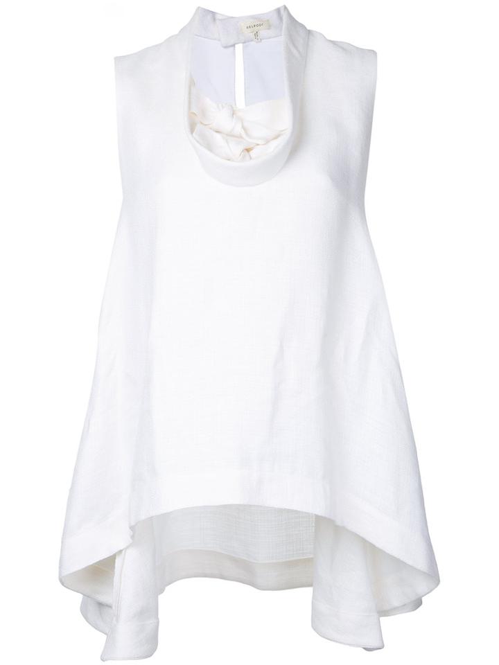 Delpozo - Knot Neck Detail Blouse - Women - Linen/flax/viscose - 38, White, Linen/flax/viscose