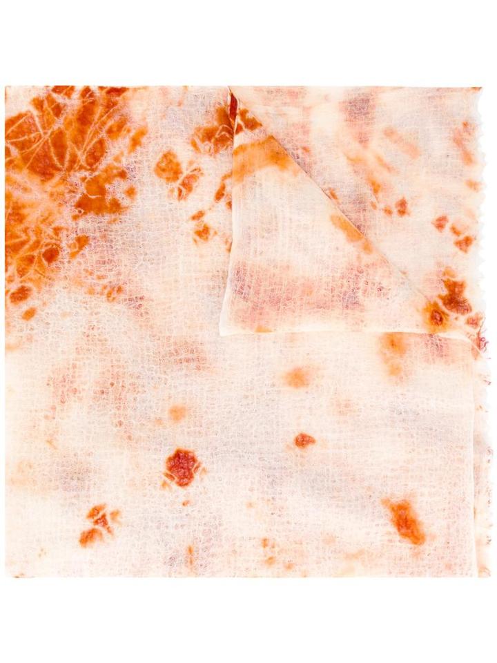 Suzusan Spotted Print Scarf, Adult Unisex, Yellow/orange, Cashmere