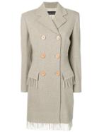Jean Louis Scherrer Vintage 1990's Fringed Midi Coat - Neutrals