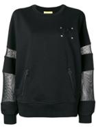 Versace Jeans Mesh-panel Long Sleeve Sweatshirt - Black