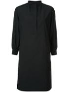 Atlantique Ascoli Mandarin Neck Shirt Dress, Women's, Size: 2, Black, Cotton/linen/flax