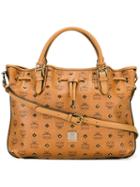 Mcm - Logo Print Tote - Women - Cotton/leather - One Size, Brown, Cotton/leather