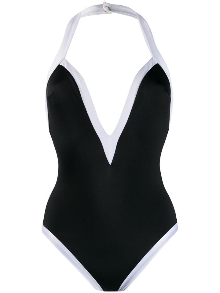 Balmain Contrast Trim One-piece - Black