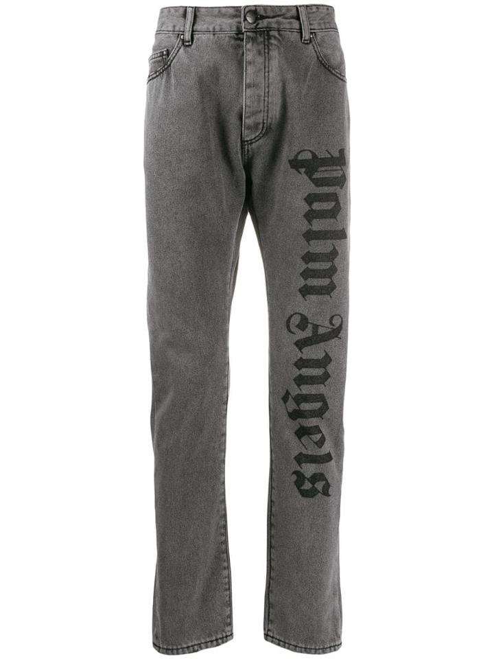 Palm Angels Logo Print Jeans - Grey
