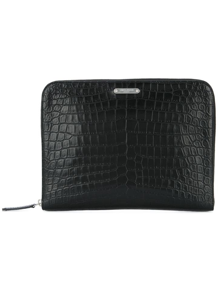 Saint Laurent Id Zipped Tablet Holder - Black