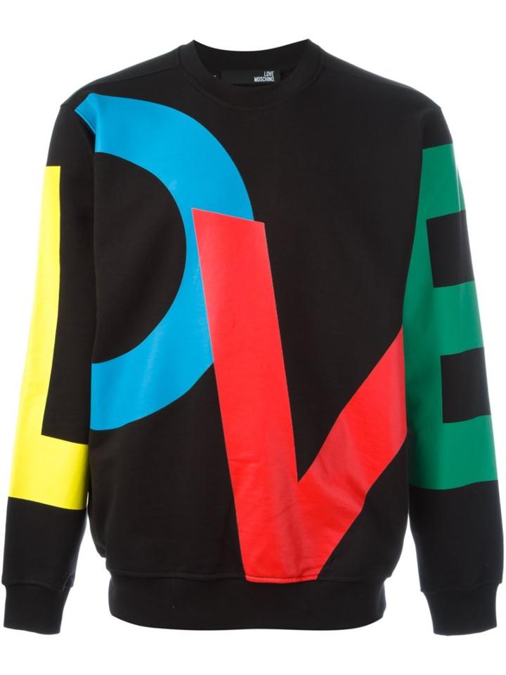 Love Moschino Love Print Sweatshirt, Men's, Size: Large, Black, Cotton