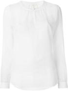 Saint Laurent Band Collar Blouse, Women's, Size: 38, White, Cotton