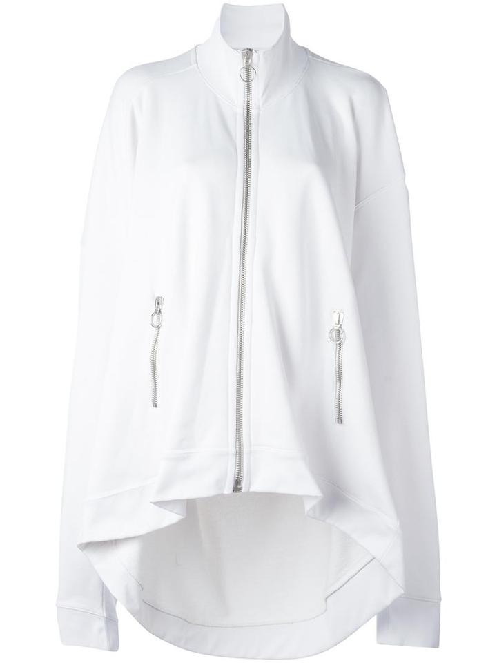 Marques'almeida 'oversized' Zip-up Cardigan, Women's, Size: Small, White, Cotton/polyamide