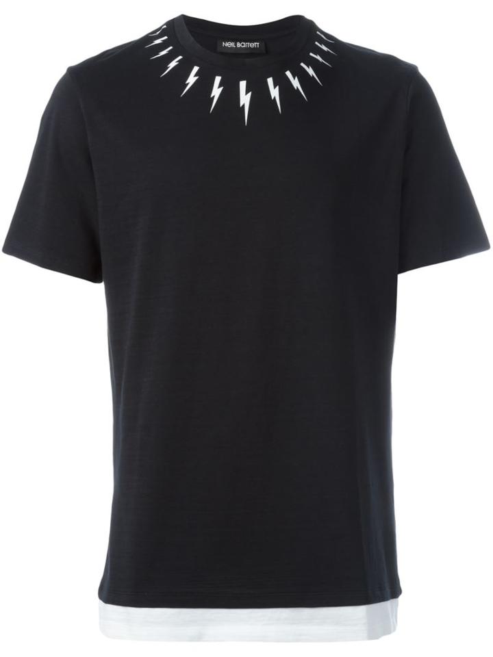 Neil Barrett Lightning Bolt Print T-shirt, Men's, Size: Medium, Black, Cotton