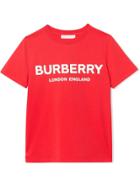 Burberry Kids Teen Logo Print Cotton T-shirt - Red