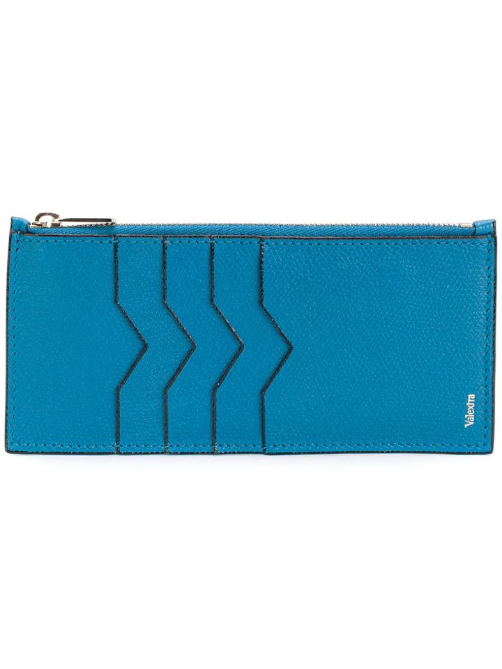 Valextra Card Holder Zip Wallet - Blue