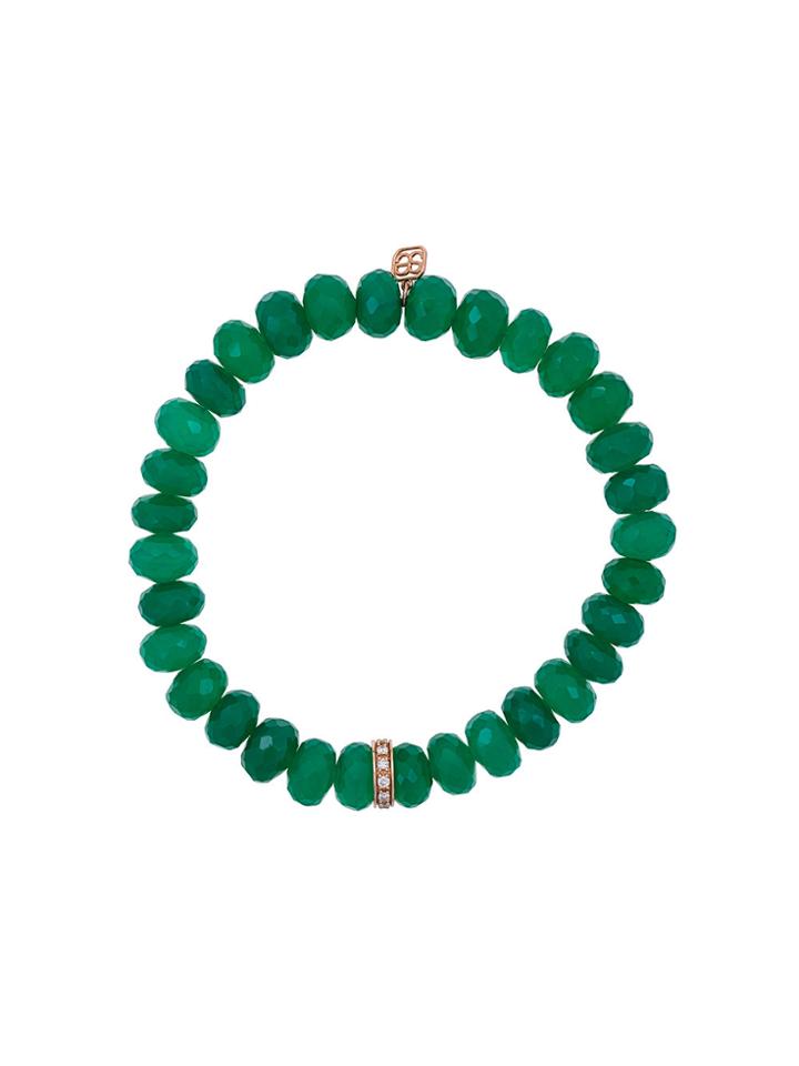 Sydney Evan 14kt Gold Beaded Bracelet With Diamond Wheel Rondelle
