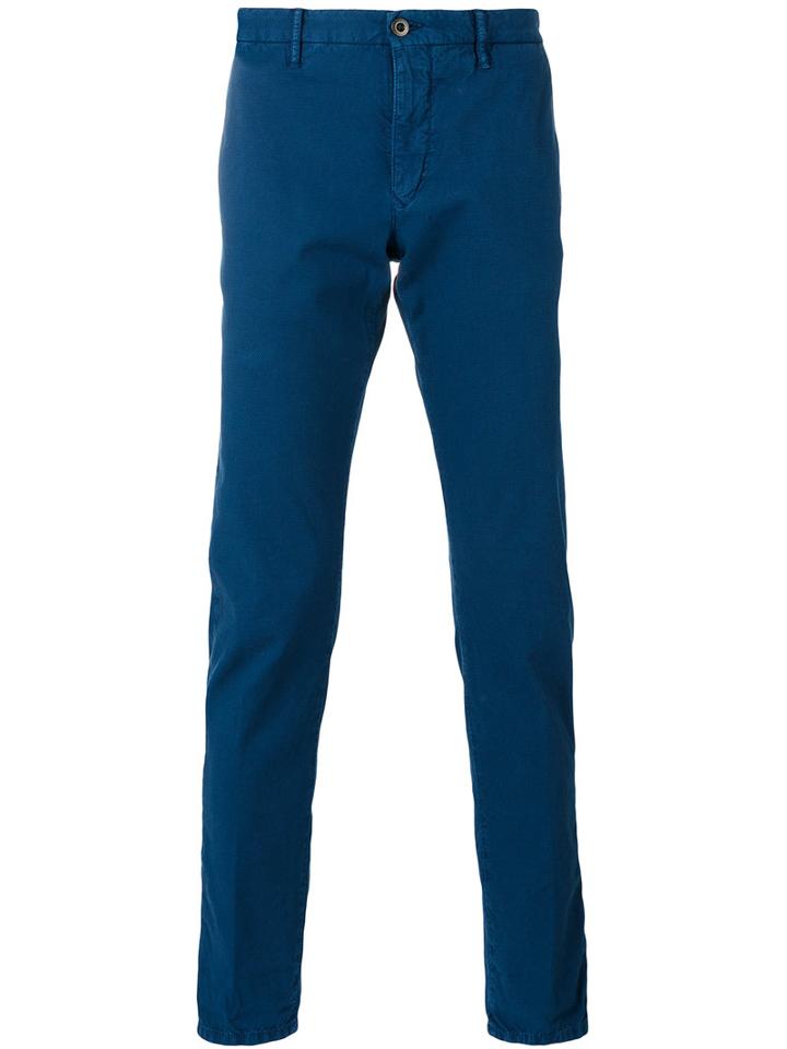 Incotex Slim-fit Chinos, Men's, Size: 38, Blue, Cotton/spandex/elastane