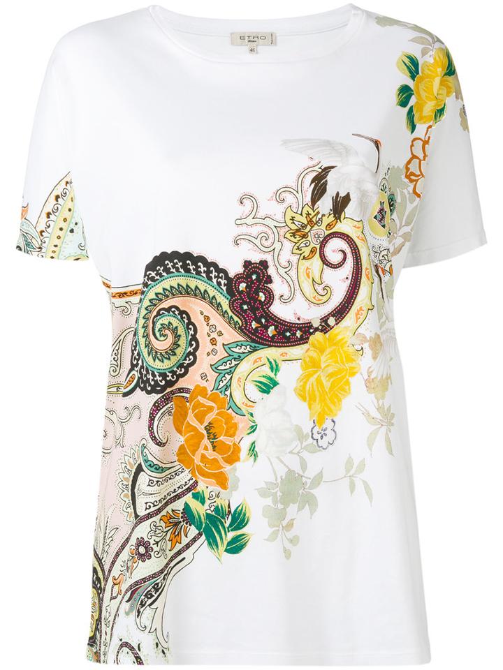 Etro Abstract Print T-shirt, Women's, Size: 48, White, Cotton