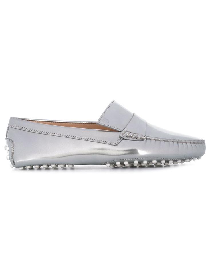 Tod's Hand-stitched Asymmetric Strap Glossy Loafers