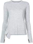 Derek Lam 10 Crosby Asymmetrical Hem Sweater With Ruffle Detail - Grey