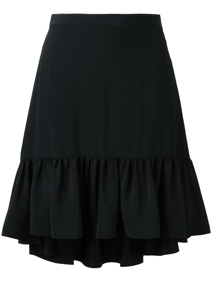 Saint Laurent Longer Tail Ruffled Skirt, Women's, Size: 40, Black, Silk/acetate/viscose