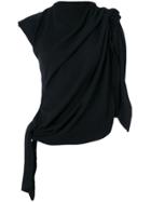 Mm6 Maison Margiela Sleeve-less Draped Top - Black