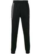 Ea7 Emporio Armani Stripe Detail Tapered Tracksuit Bottoms - Black