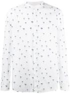 Paolo Pecora Palm Print Shirt, Men's, Size: 43, White, Cotton