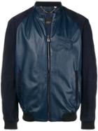 Billionaire Contrast Panel Bomber Jacket - Blue