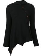 Y's '7 Button' Shirt, Women's, Size: 2, Black, Nylon/wool
