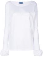 Prada Ruffle Sleeved T-shirt - White