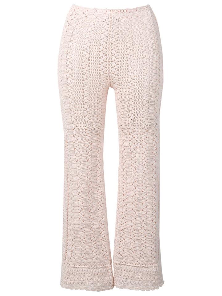 Alberta Ferretti Cropped Crochet Trousers - Neutrals