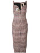 No21 Checked Fitted Dress - Black