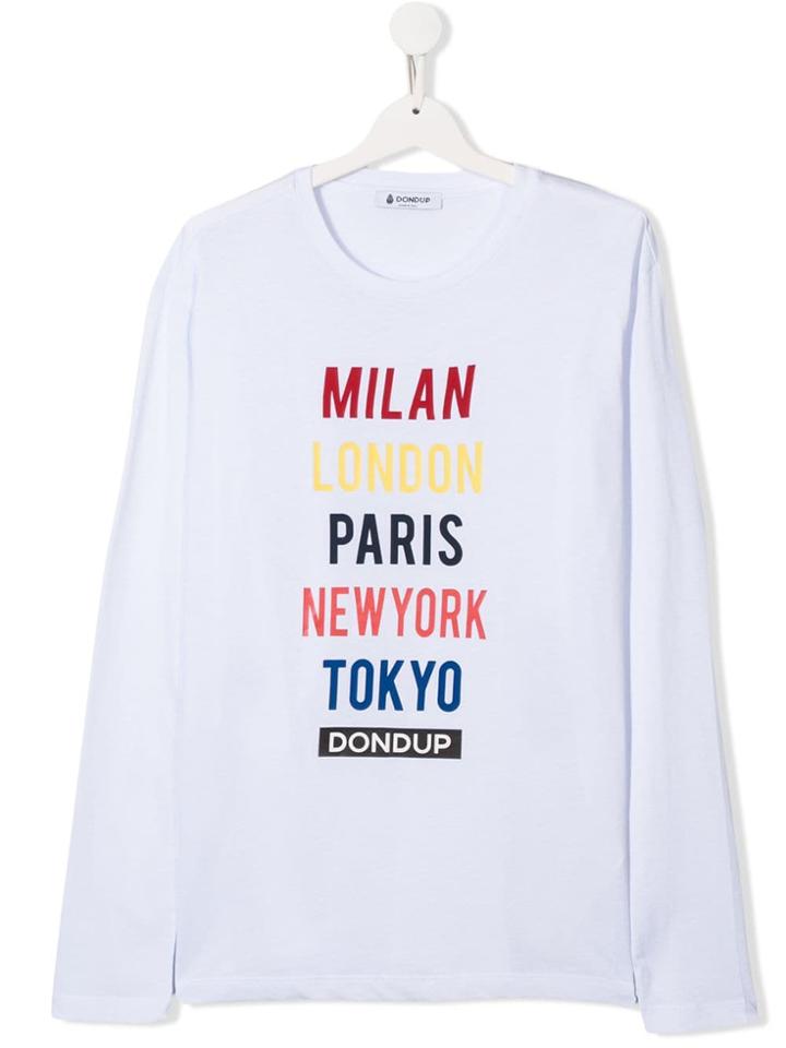 Dondup Kids Teen City Print Top - White