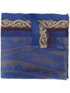 Etro Printed Scarf, Men's, Blue, Silk/polyamide/modal/wool