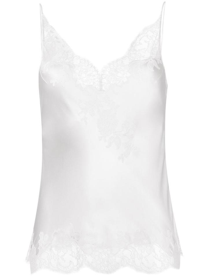 Carine Gilson Lace V-neck Camisole, Women's, Size: Small, White, Silk
