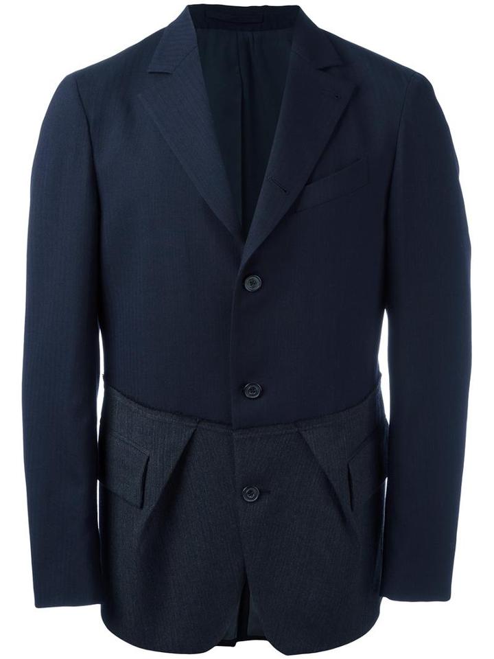 Wooster + Lardini Colour Block Blazer, Men's, Size: 48, Blue, Wool/viscose/cotton