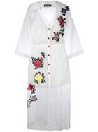 House Of Holland Sheer Shirt Dress, Women's, Size: 8, White, Silk/polyester/viscose