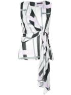 Josie Natori Striped Knot Top - White