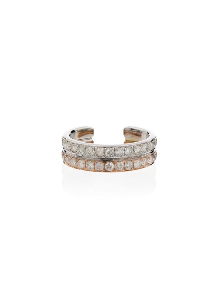 Yvonne Léon 18k Gold And 18k Rose Gold Double Diamond Earcuff -