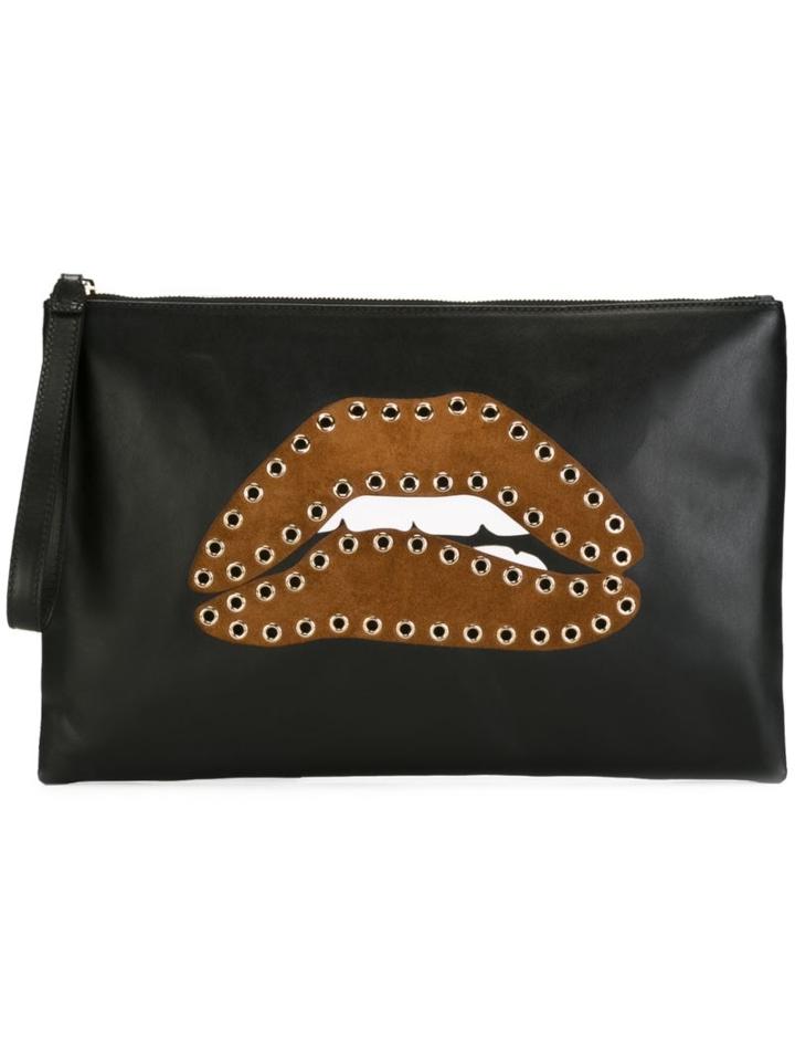 Red Valentino Eyelet Embellished Lips Clutch