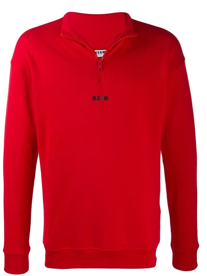 Msgm Logo Print Knitted Jumper - Red