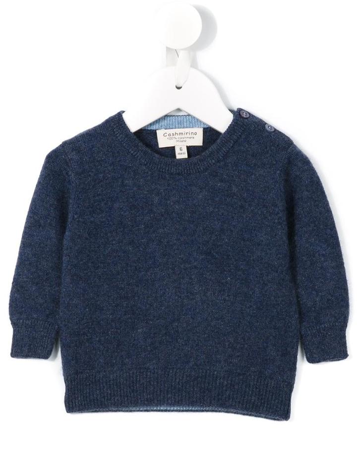 Cashmirino - Button Detailing Jumper - Kids - Cashmere - 3 Mth, Infant Boy's, Blue