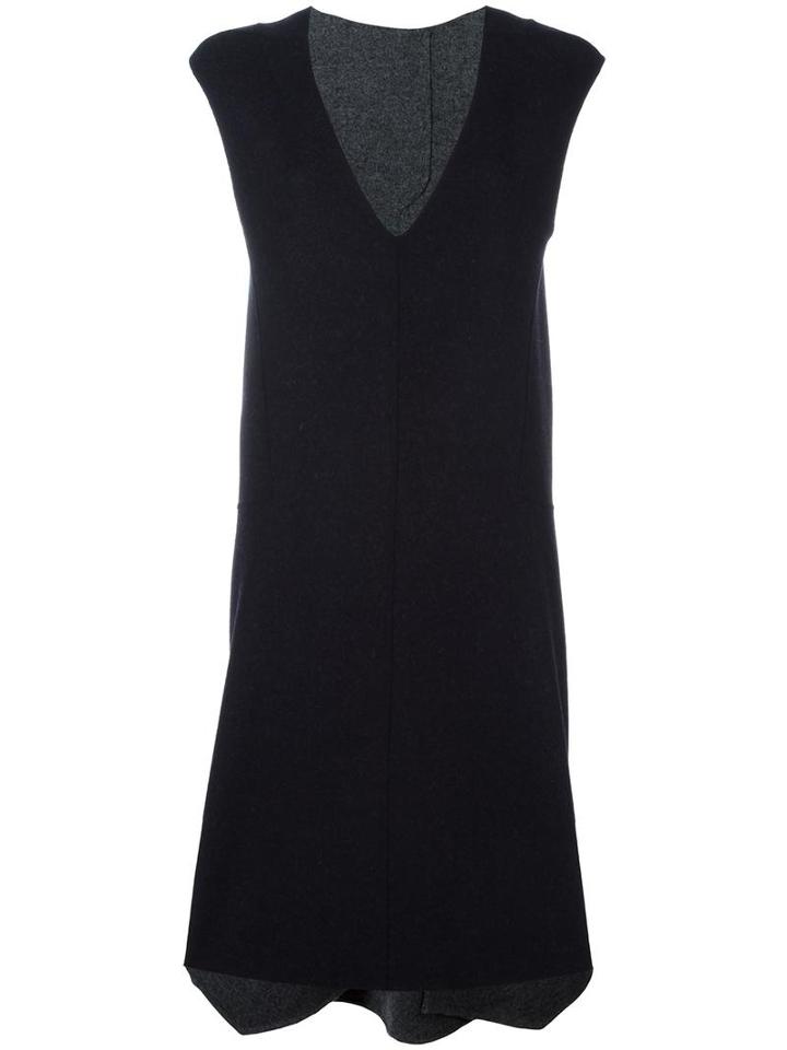 System V-neck Dress, Women's, Size: Medium, Black, Cotton/nylon