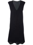 System V-neck Dress, Women's, Size: Medium, Black, Cotton/nylon