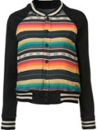 Mother Striped Bomber Jacket, Women's, Size: Xs, Black, Cotton/polyester/spandex/elastane
