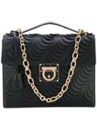 Salvatore Ferragamo - Laser-cut Gancio Lock Shoulder Bag - Women - Leather - One Size, Black, Leather