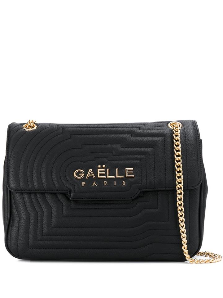 Gaelle Bonheur Logo Plaque Textured Shoulder Bag - Black
