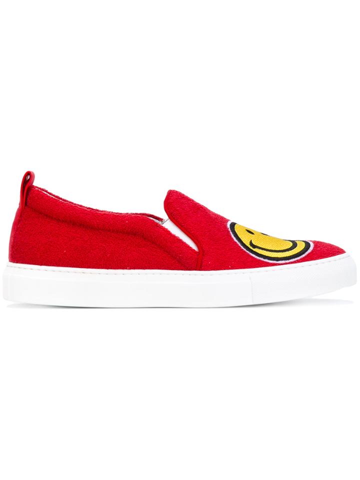 Joshua Sanders Smiley Face Slip On Sneakers - Red