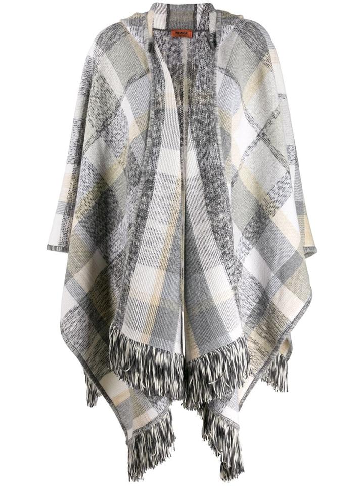 Missoni Plaid Knit Poncho - Grey