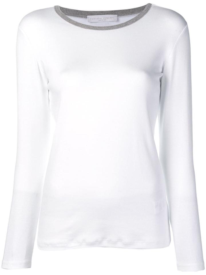 Fabiana Filippi Contrasting Round Neck Top - White